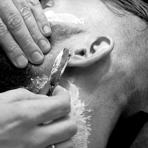 Hot-towel shave setup at Original Barbershop